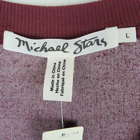 Michael Stars Wine Stretchy Velvet V-Neck Short Sleeves Pullover Top Size L - Picture 8 of 9